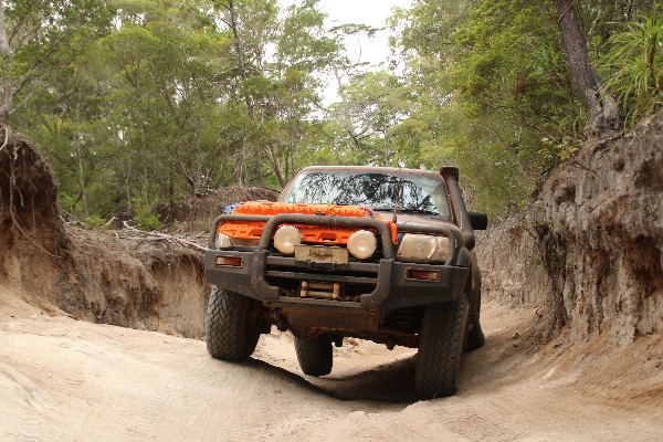 Close-up of 4WD on Old Telegraph Track, Cape York, Australia